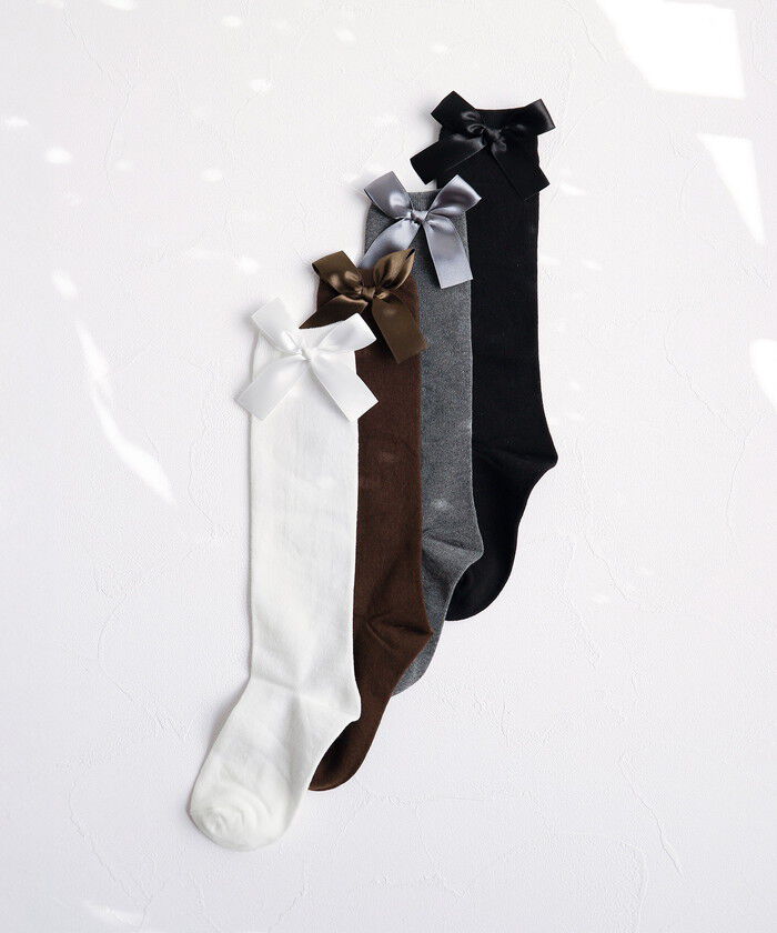 BACKYARD FAMILY「キッズ ハイソックス 女の子 通販 Rora ローラ 子供服 エマリー リボン 靴下 長靴下」|ソックス|