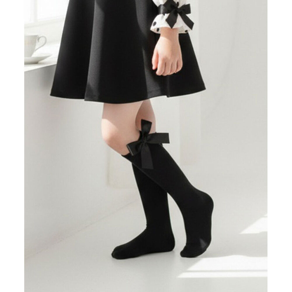 BACKYARD FAMILY「キッズ ハイソックス 女の子 通販 Rora ローラ 子供服 エマリー リボン 靴下 長靴下」|ソックス|ブラック1