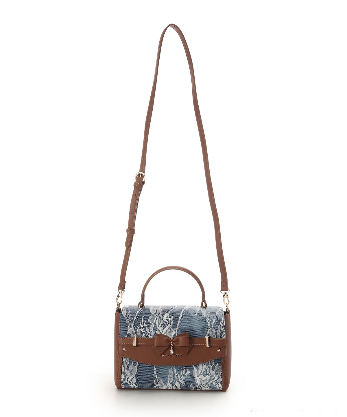 Samantha Vega「デニム調アクセントリボンショルダーバッグ」|ショルダー・メッセンジャー|