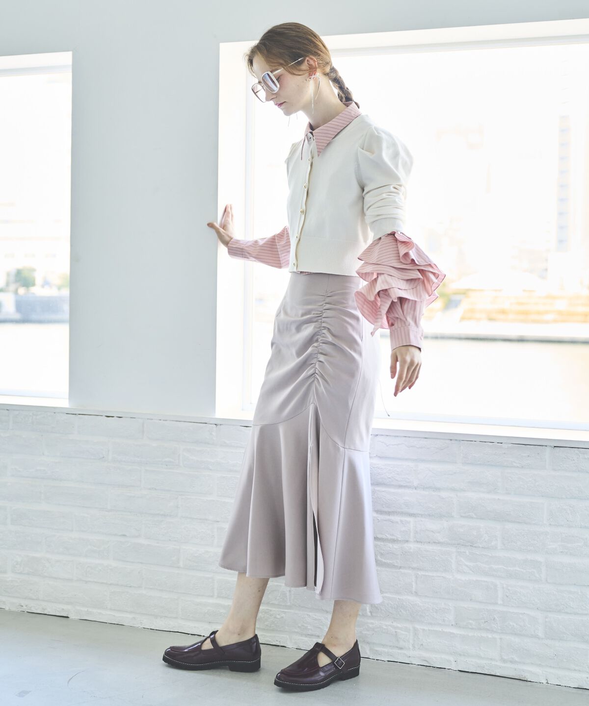 アンドクチュール「アシメギャザーマーメイドスカート」|スカート|