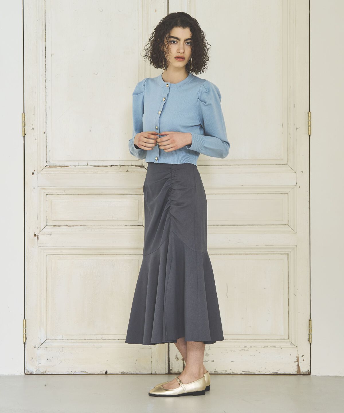 アンドクチュール「アシメギャザーマーメイドスカート」|スカート|