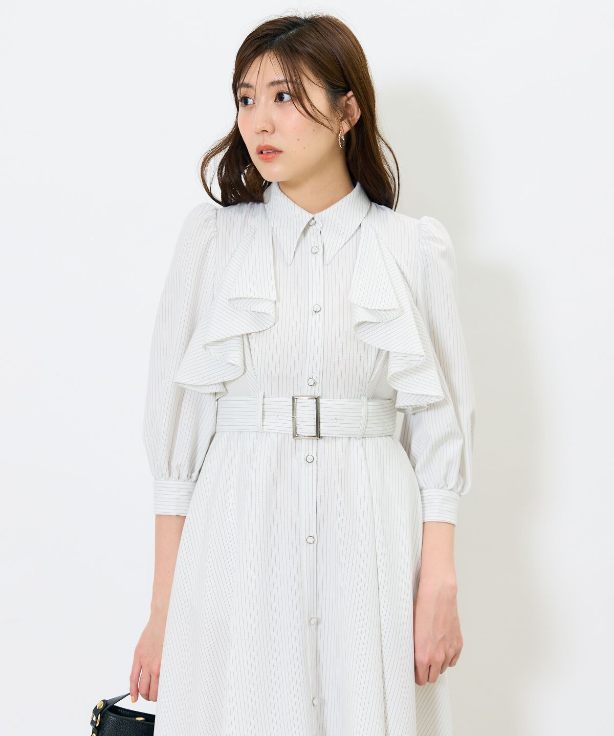 アンドクチュール「ストライプフリルケープワンピース」|ワンピース|