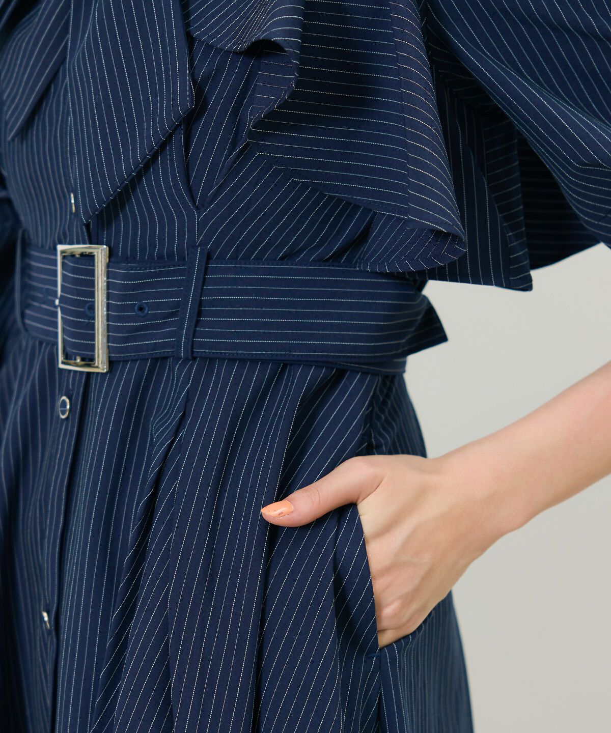 アンドクチュール「ストライプフリルケープワンピース」|ワンピース|