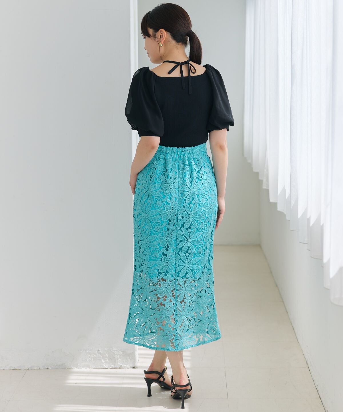 アンドクチュール「ケミカルレースタイトスカート」|タイト|