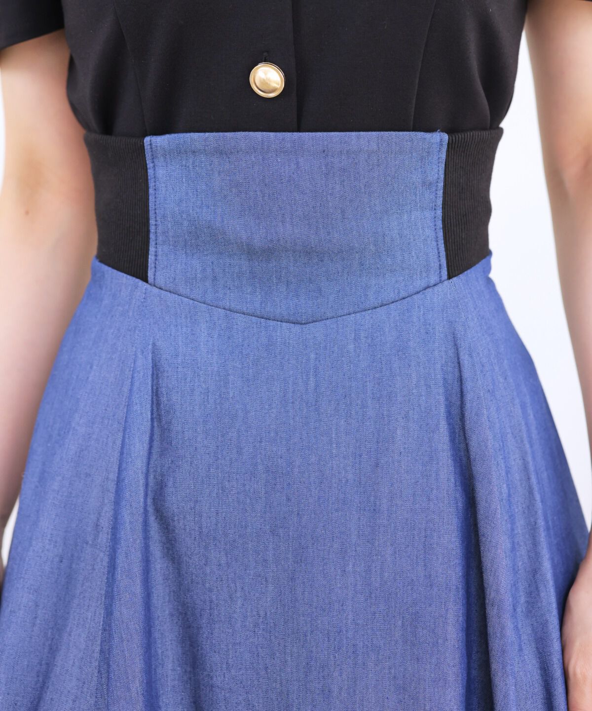 アンドクチュール「サイドリブシャンブレーデニムスカート」|スカート|