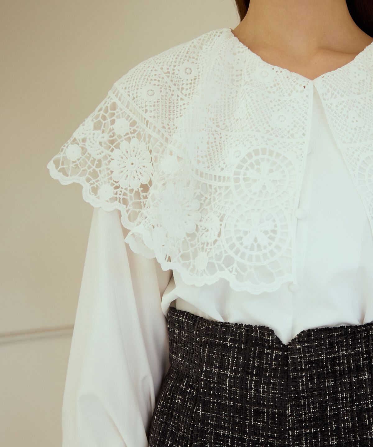 アンドクチュール「レースカラーブラウス」|シャツ・ブラウス|