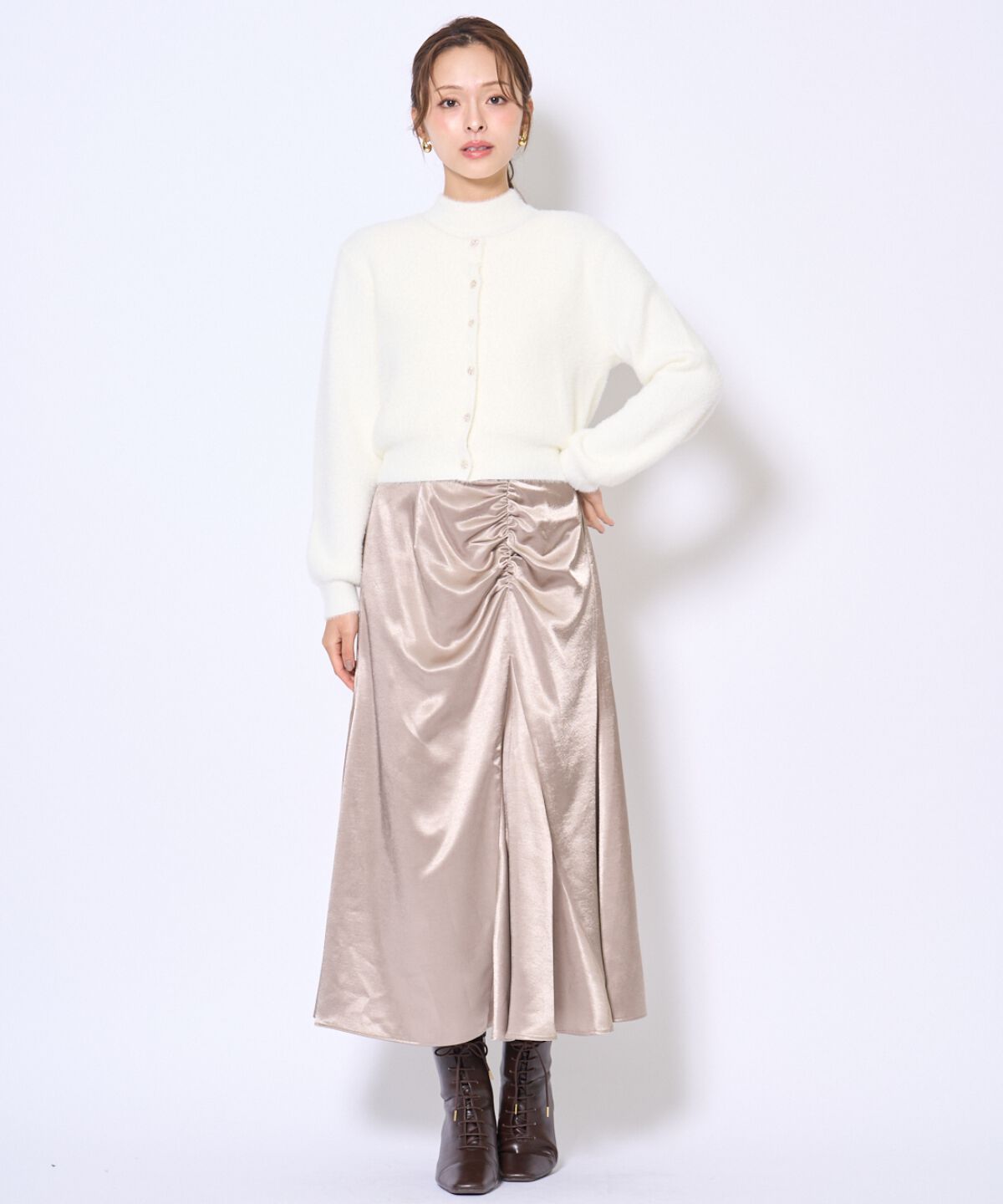 アンドクチュール「ラメフェザーニットアンサンブル」|カーディガン|