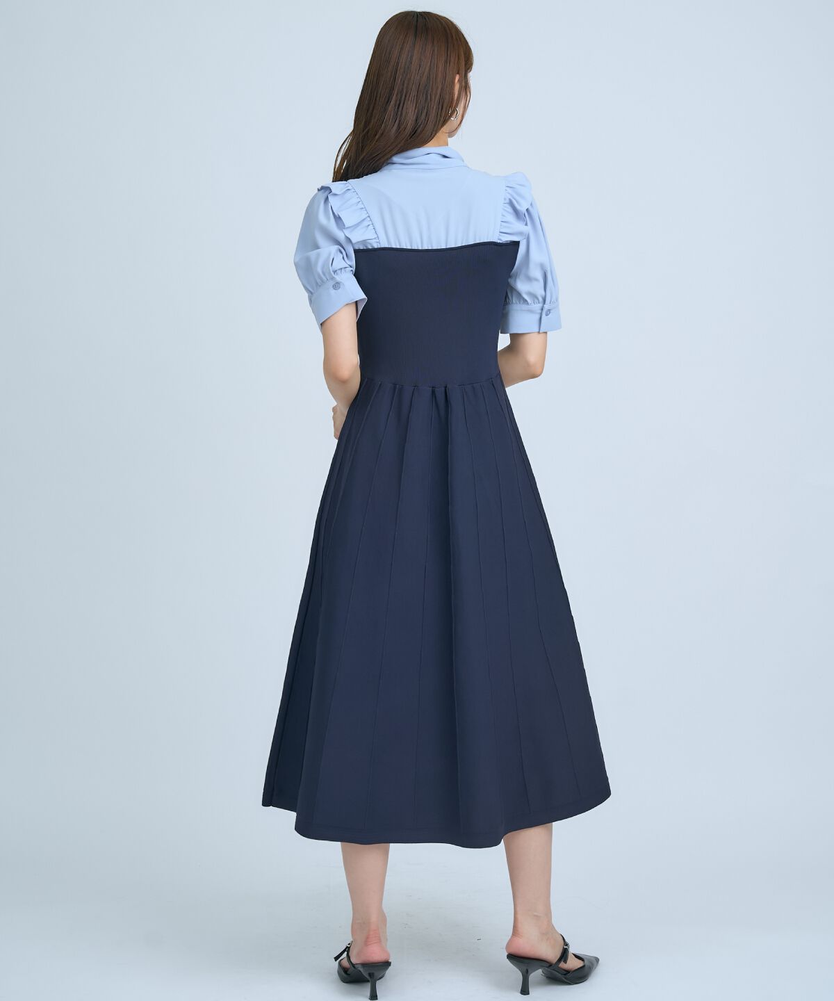 アンドクチュール「ニットビスチェ風ボウタイワンピース」|ワンピース|