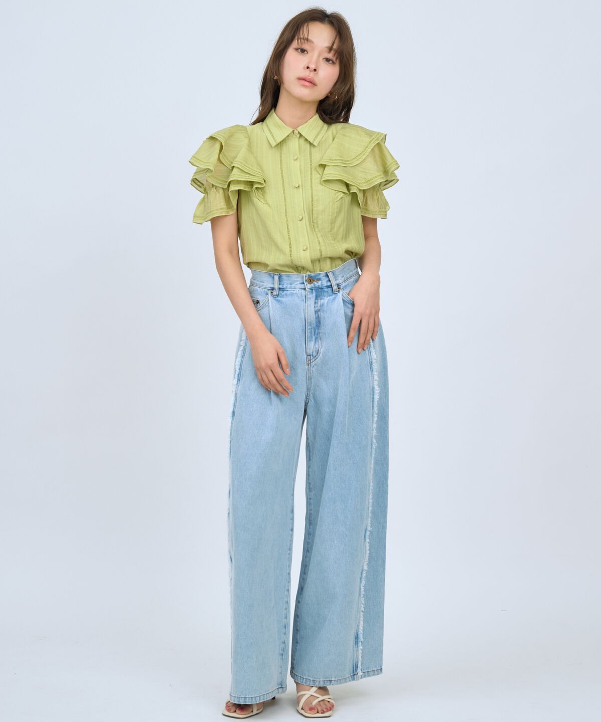 アンドクチュール「ラッフルスリーブシャツブラウス」|シャツ・ブラウス|