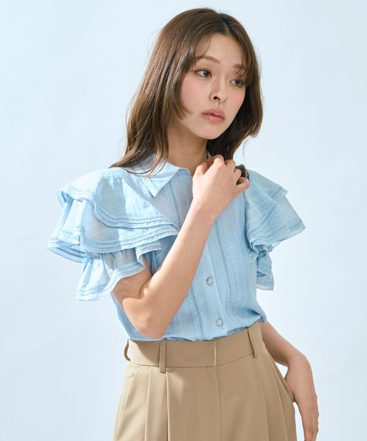 アンドクチュール「ラッフルスリーブシャツブラウス」|シャツ・ブラウス|