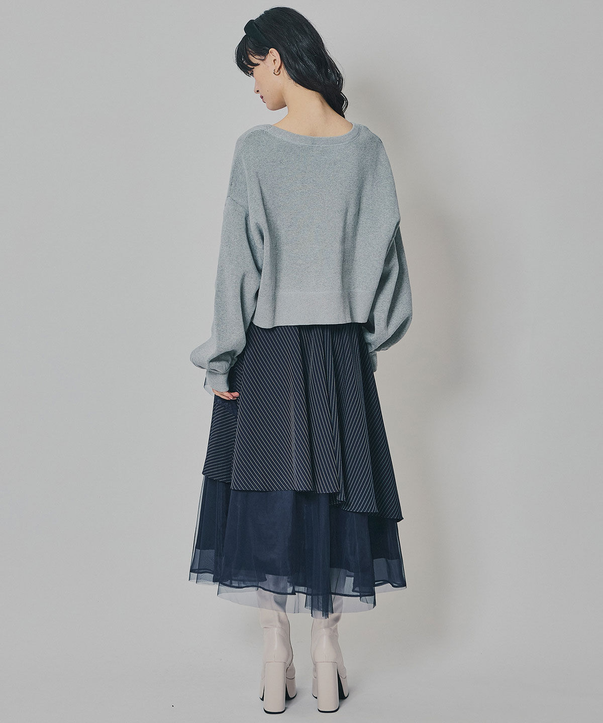 REDYAZEL「シアーMIXティアードスカート」|フレア|