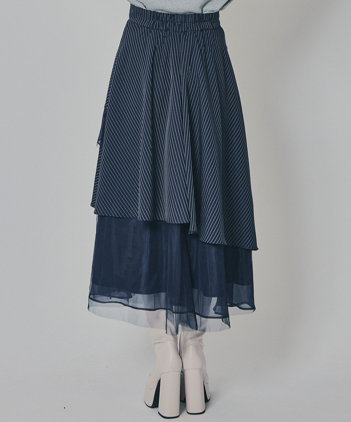 REDYAZEL「シアーMIXティアードスカート」|フレア|