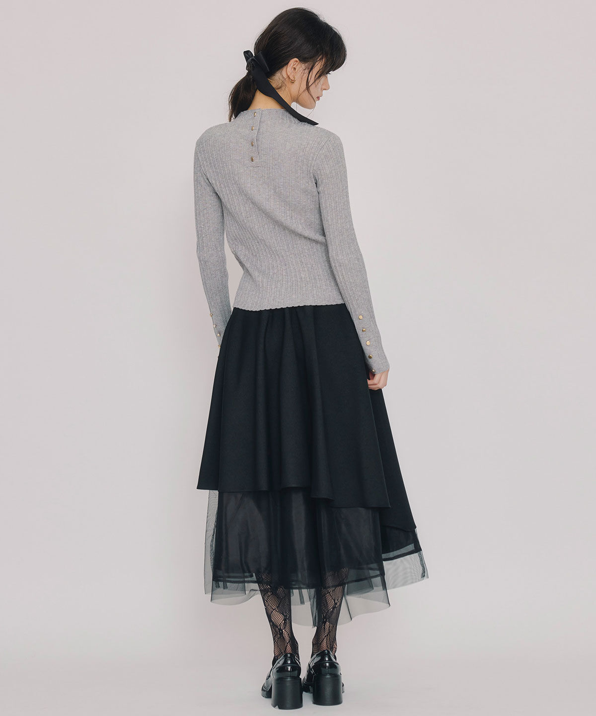REDYAZEL「シアーMIXティアードスカート」|フレア|