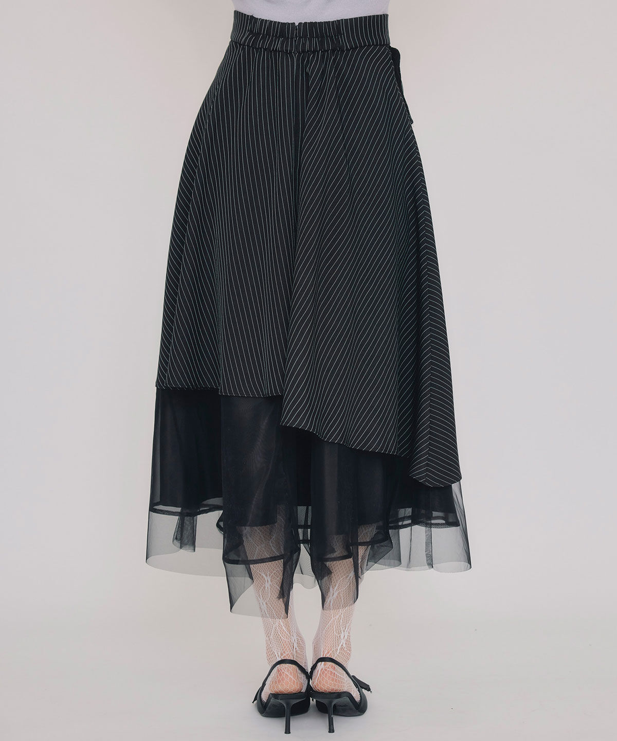 REDYAZEL「シアーMIXティアードスカート」|フレア|