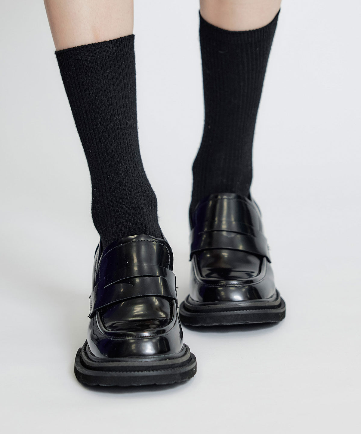 REDYAZEL「レザーライクチャンキーヒールローファー」|パンプス|