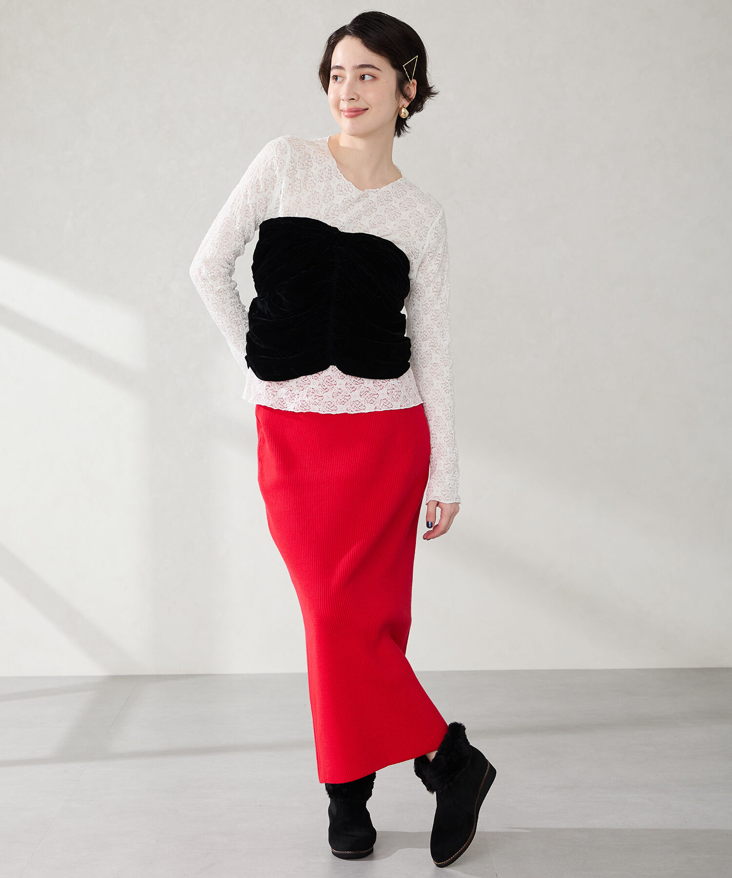 WA Oriental TRaffic「たっぷりファーウエッジソールブーツ/52411」|ショートブーツ|