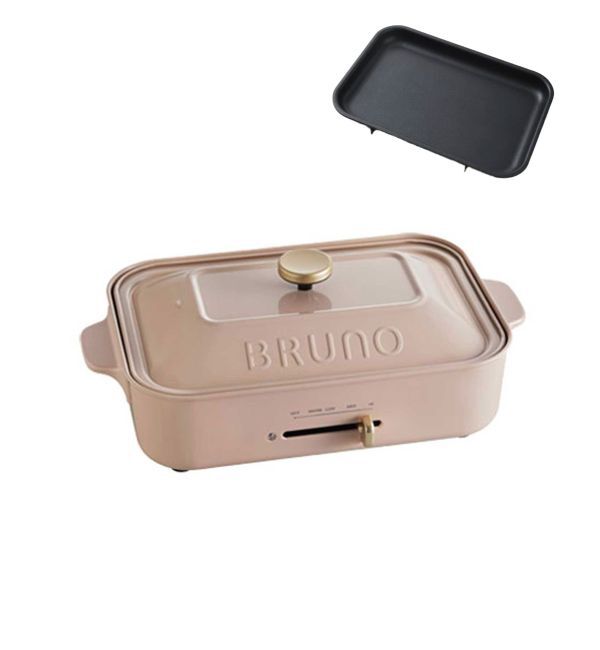 BRUNO「コンパクトホットプレート 平面プレートのみ」|電化製品|ピンクベージュ
