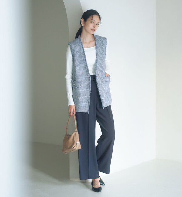 UNITED ARROWS green label relaxing「［size SHORT/TALLあり］パウドレ ワイド パンツ ウォッシャブル ストレッチ」|スラックス|