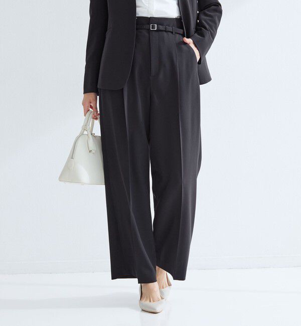 UNITED ARROWS green label relaxing「［size SHORT/TALLあり］パウドレ ワイド パンツ ウォッシャブル ストレッチ」|スラックス|