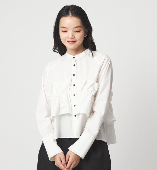 EMMEL REFINES「＜EMMEL REFINES＞EM バンドカラー フリルシャツ」|シャツ・ブラウス|