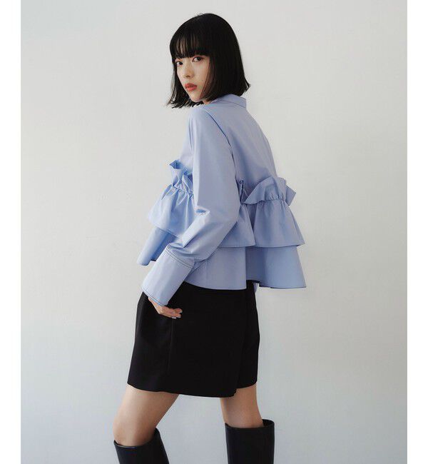 EMMEL REFINES「＜EMMEL REFINES＞EM バンドカラー フリルシャツ」|シャツ・ブラウス|