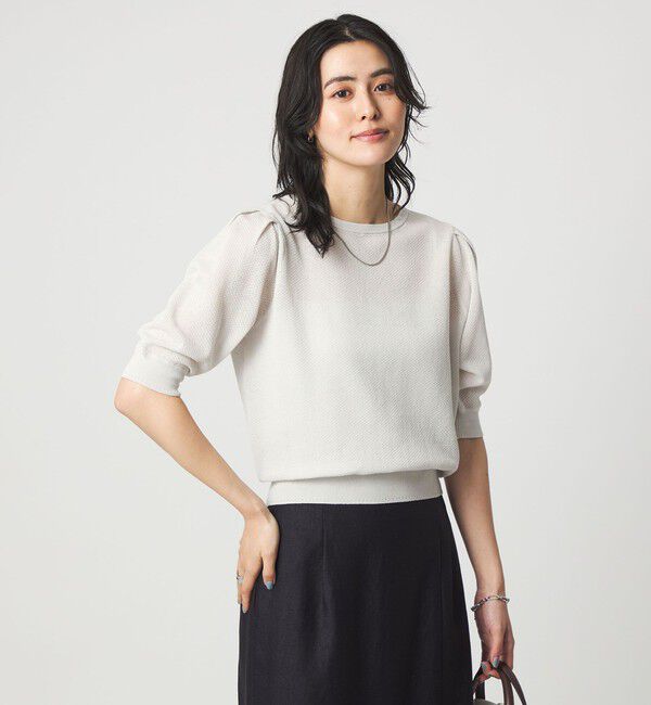 UNITED ARROWS green label relaxing「ハニカム タック スリーブ プルオーバー ニット」|ニット・セーター|LT.GRAY