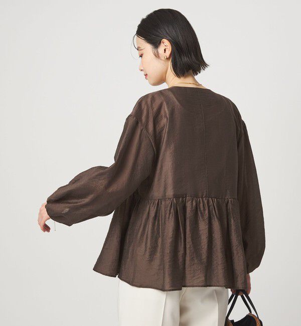 UNITED ARROWS green label relaxing「［size SHORTあり］fleurie(フルリー) シアー ノーカラー ジャケット 接触冷感」|ノーカラージャケット|