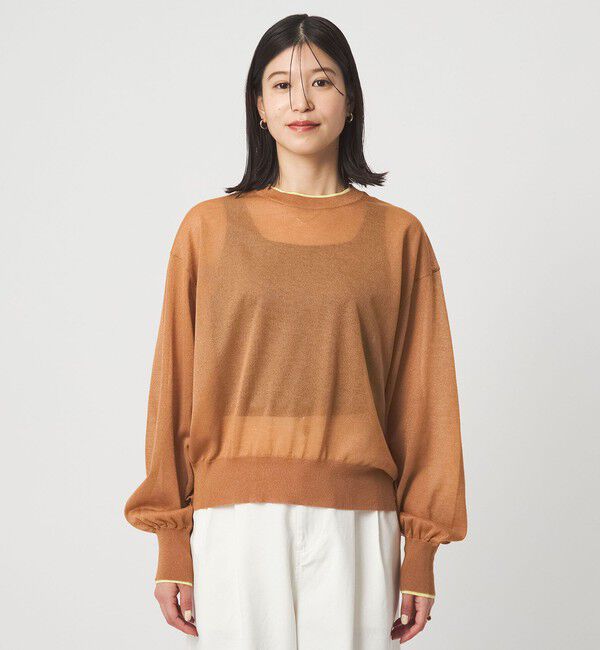 UNITED ARROWS green label relaxing「【WEB限定】＜at ease＞バイカラー シアー ニット プルオーバー」|ニット・セーター|