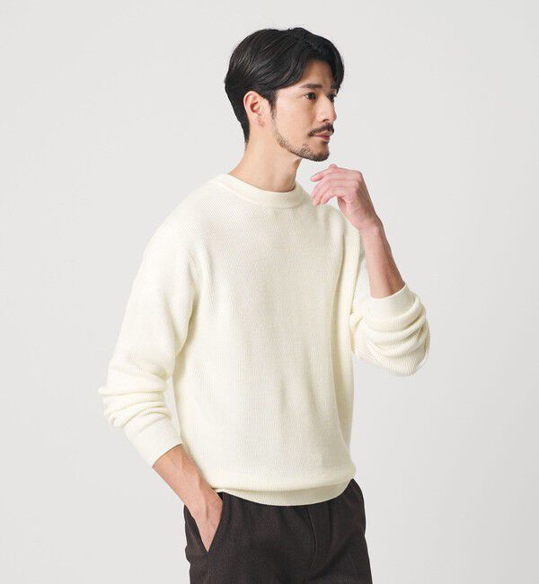 BEAUTY&YOUTH UNITED ARROWS「【WEB限定 WARDROBE SMART】マシーンウォッシャブル ウールミックス アゼ クルーネック」|ニット・セーター|