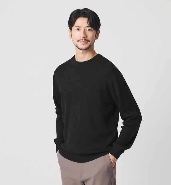 BEAUTY&YOUTH UNITED ARROWS「【WEB限定 WARDROBE SMART】マシーンウォッシャブル ウールミックス アゼ クルーネック」|ニット・セーター|