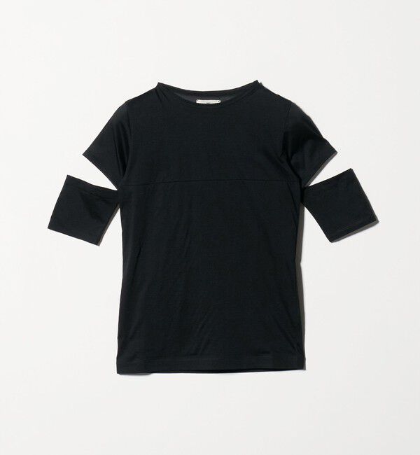 BEAUTY&YOUTH UNITED ARROWS「＜ONIT＞シアー スリット クルーネック ショートスリーブ Tシャツ」|Tシャツ・カットソー|BLACK
