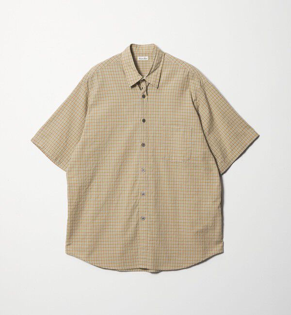 STEVEN ALAN「＜Steven Alan＞ ドビー チェック リバースシーム ショートスリーブ シャツ」|シャツ・ブラウス|BEIGE