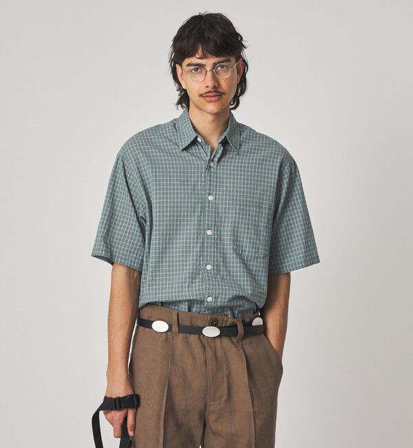 STEVEN ALAN「＜Steven Alan＞ ドビー チェック リバースシーム ショートスリーブ シャツ」|シャツ・ブラウス|