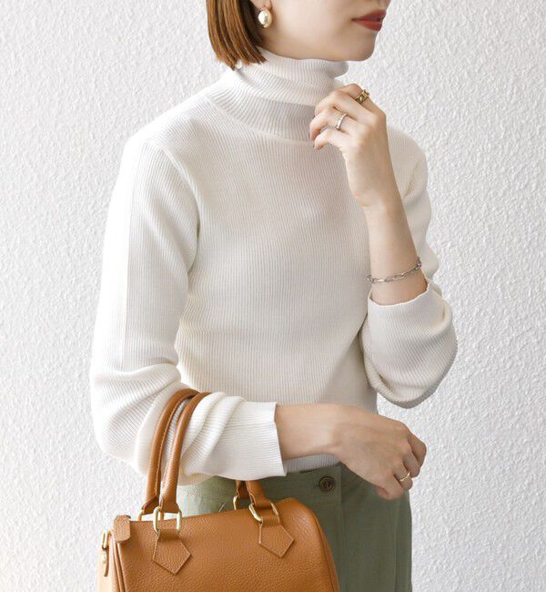 SHIPS any「SHIPS any:〈手洗い可能〉デリケート リブ タートルネック ニット プルオーバー」|ニット・セーター|ホワイト