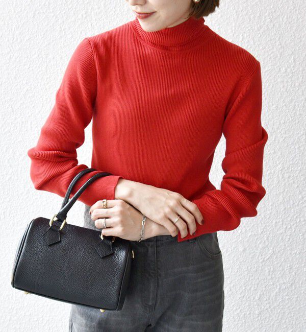 SHIPS any「SHIPS any:〈手洗い可能〉デリケート リブ タートルネック ニット プルオーバー」|ニット・セーター|レッド