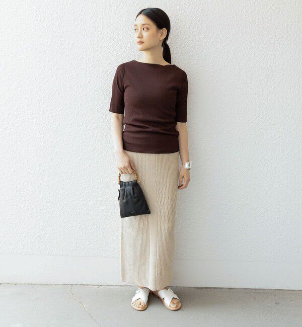 SHIPS for women「〈手洗い可能〉ドライテレコ ボートネック 5分袖 カットソー」|Tシャツ・カットソー|