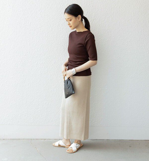 SHIPS for women「〈手洗い可能〉ドライテレコ ボートネック 5分袖 カットソー」|Tシャツ・カットソー|