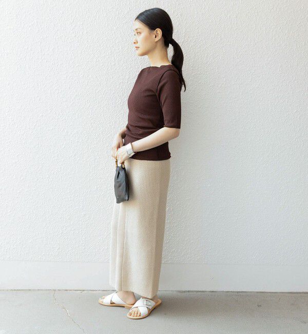 SHIPS for women「〈手洗い可能〉ドライテレコ ボートネック 5分袖 カットソー」|Tシャツ・カットソー|