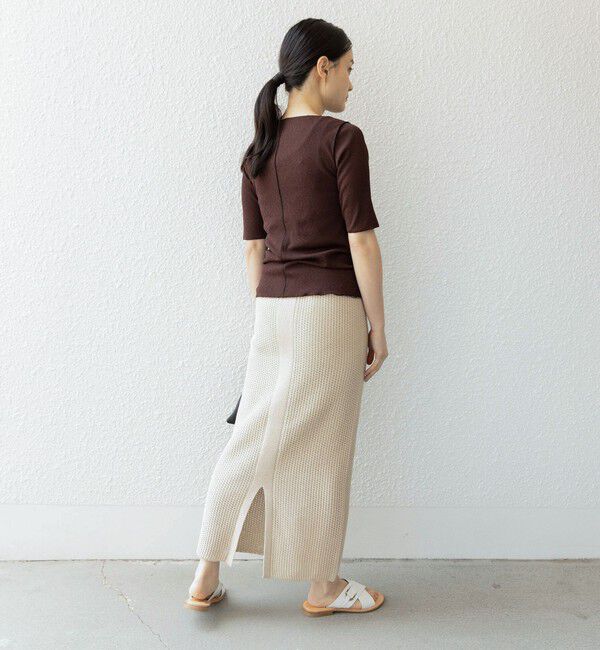 SHIPS for women「〈手洗い可能〉ドライテレコ ボートネック 5分袖 カットソー」|Tシャツ・カットソー|