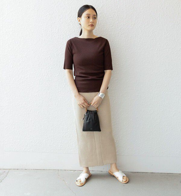 SHIPS for women「〈手洗い可能〉ドライテレコ ボートネック 5分袖 カットソー」|Tシャツ・カットソー|