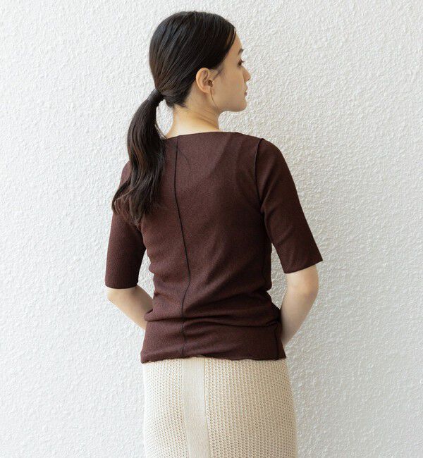 SHIPS for women「〈手洗い可能〉ドライテレコ ボートネック 5分袖 カットソー」|Tシャツ・カットソー|