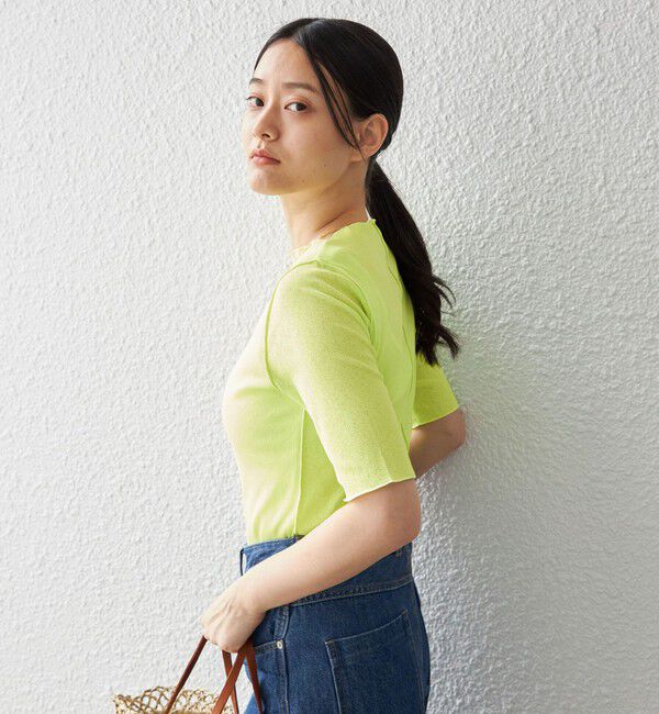 SHIPS for women「〈手洗い可能〉ドライテレコ ボートネック 5分袖 カットソー」|Tシャツ・カットソー|