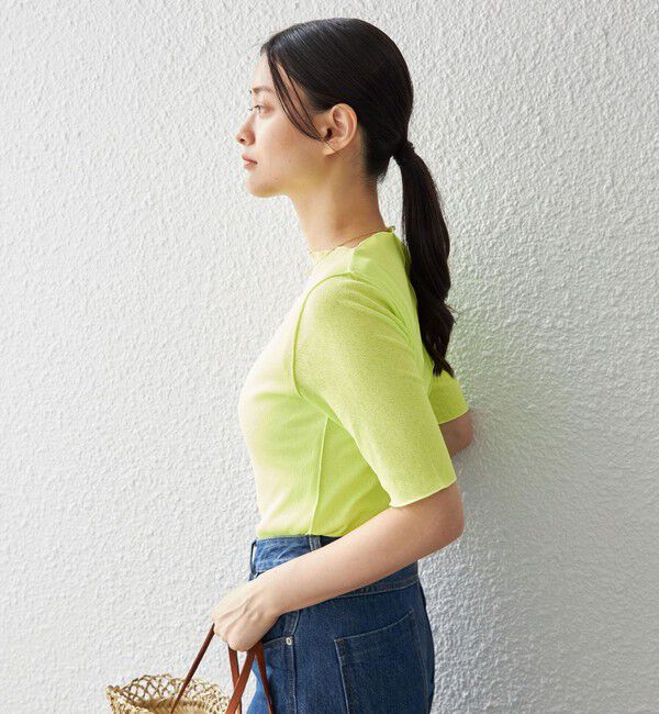 SHIPS for women「〈手洗い可能〉ドライテレコ ボートネック 5分袖 カットソー」|Tシャツ・カットソー|