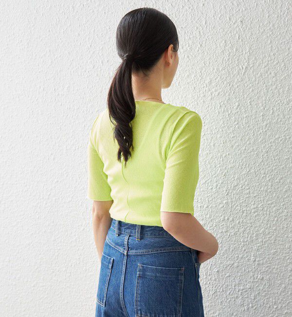 SHIPS for women「〈手洗い可能〉ドライテレコ ボートネック 5分袖 カットソー」|Tシャツ・カットソー|