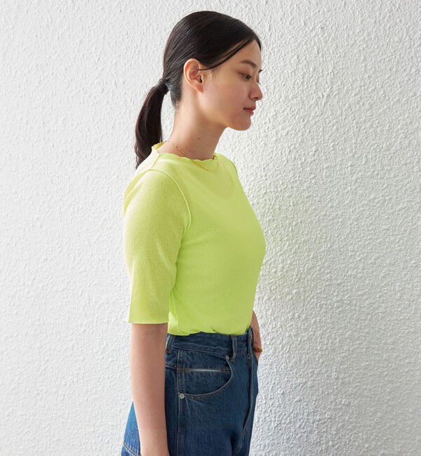 SHIPS for women「〈手洗い可能〉ドライテレコ ボートネック 5分袖 カットソー」|Tシャツ・カットソー|