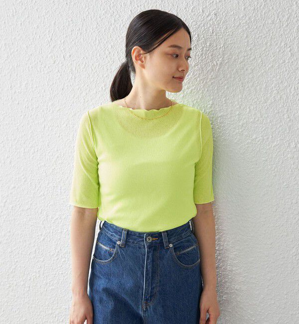 SHIPS for women「〈手洗い可能〉ドライテレコ ボートネック 5分袖 カットソー」|Tシャツ・カットソー|