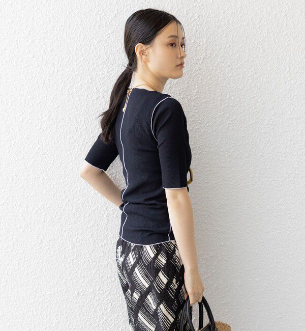 SHIPS for women「〈手洗い可能〉ドライテレコ ボートネック 5分袖 カットソー」|Tシャツ・カットソー|