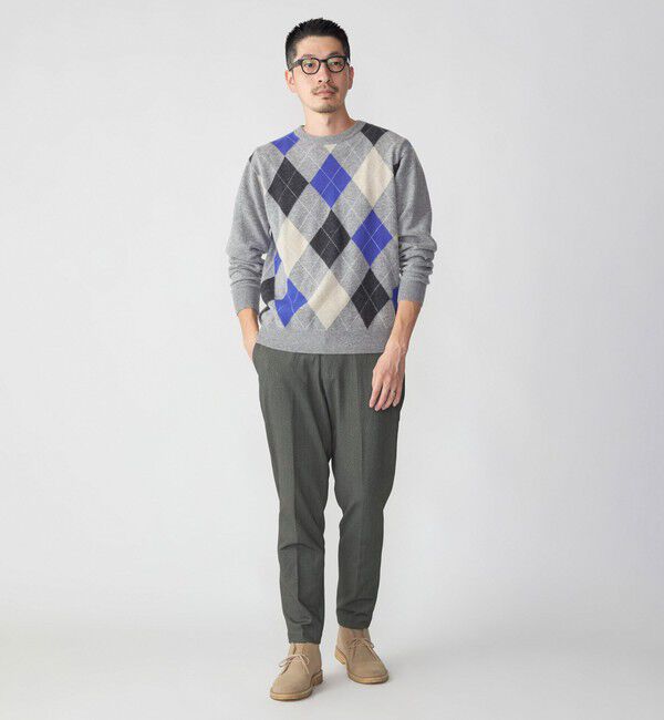 SHIPS「SHIPS: 12G イタリー ヤーン アーガイル クルーネック ニット プルオーバー」|ニット・セーター|