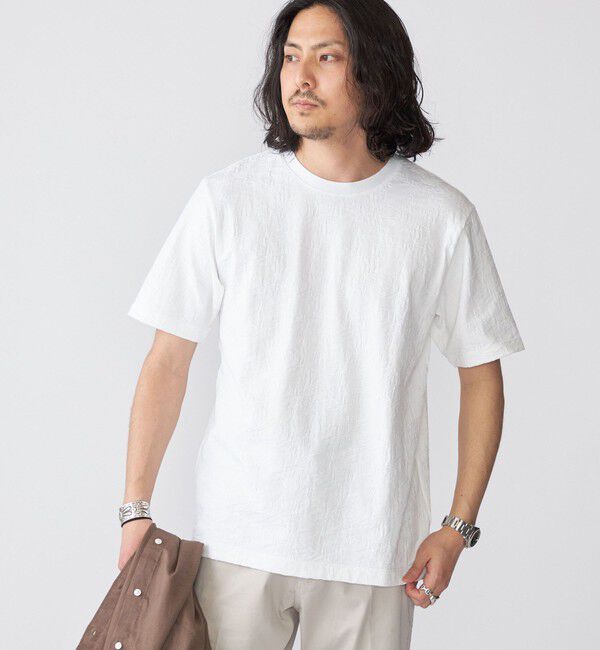 SHIPS「SHIPS: リンクス ジャカード リーフ柄 Tシャツ」|Tシャツ・カットソー|