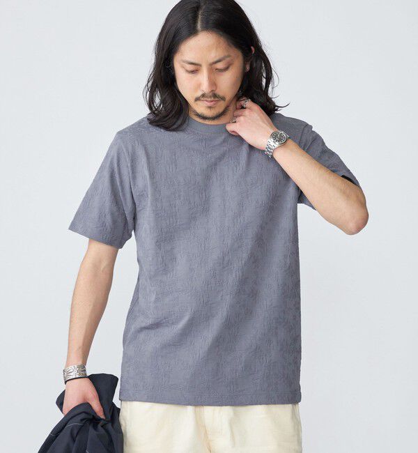 SHIPS「SHIPS: リンクス ジャカード リーフ柄 Tシャツ」|Tシャツ・カットソー|